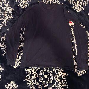 Champion Black Long Sleeve Sleeve Logo Shirt